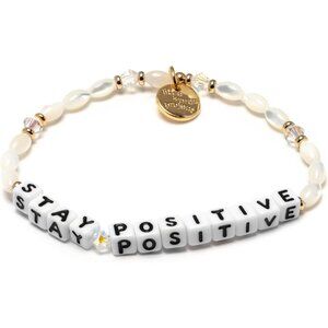 Stay Positive Beaded Brass Bracelet S/M Colorful Inspirational Gift (Maximize to